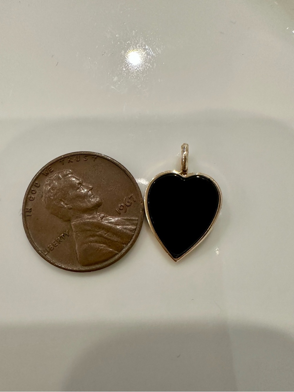 14k yellow gold black onyx heart charm